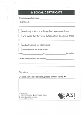 Medical Certificate Pads 